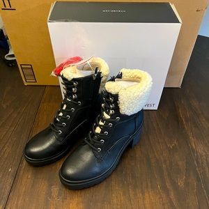 Nine West Heel Combat Boots Quinine Women's Black